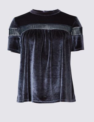 Short Sleeve Velvet T-Shirt